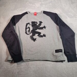 Nike LBJ Sweatshirt Mens XL Gray Lebron James Lion Crest Crewneck Zip Pocket